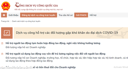 Làm thủ tục online để hưởng gói hỗ trợ do COVID-19