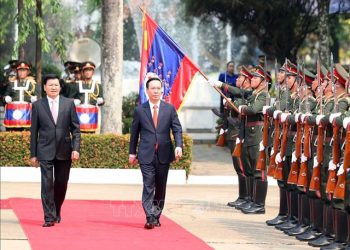 Lễ đón chính thức Chủ tịch nước Võ Văn Thưởng thăm hữu nghị Lào