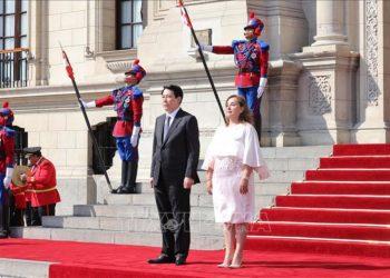 Lễ đón trọng thể Chủ tịch nước Lương Cường thăm chính thức Cộng hòa Peru